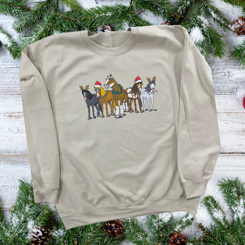 Christmas Horses Adult Sweatshirt