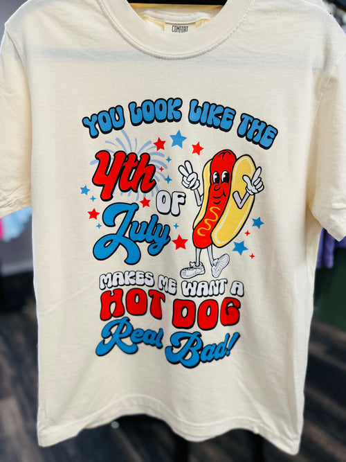 4th of July Hot Dog Adult T-Shirt
