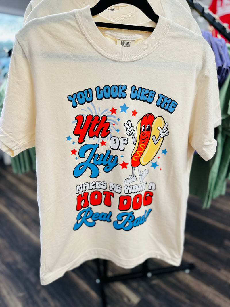 4th of July Hot Dog Adult T-Shirt