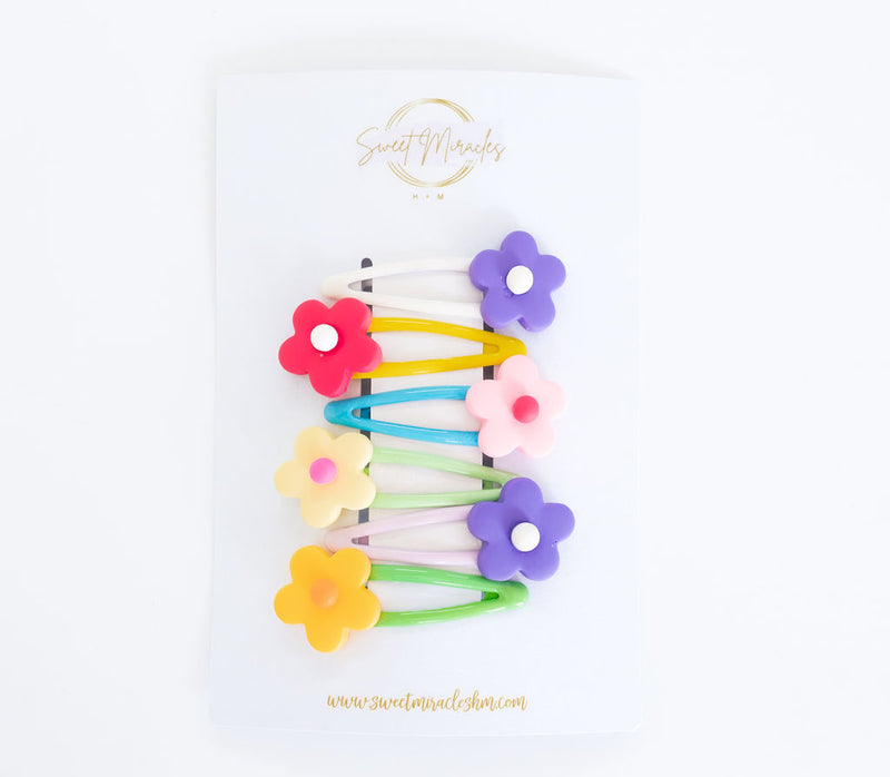 Small Flower Hair Clips-Set of Six